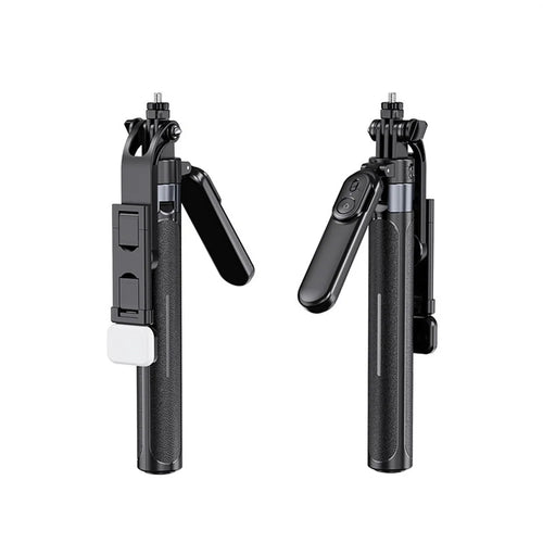 X2 Bluetooth-compatible Selfie Stick Tripod with Remote Control & Single Fill Light 1.3m Extendable 4-Axis Stabilization Phone Holder for Live Streaming - Black - 1