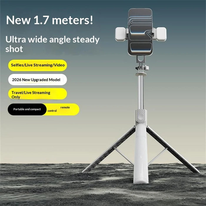 X5SE Selfie Stick Tripod with 2Pcs Fill Light 1.7m Extension Bluetooth-compatible Remote Control Portable Live Streaming Phone Stand - Black - 3
