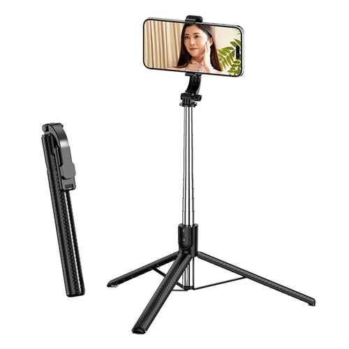 S6 Bluetooth-compatible Selfie Stick 3-Axis Stabilization 1.7m Extendable Tripod Phone Holder with Remote Control for Photography Live Streaming - Black - 1