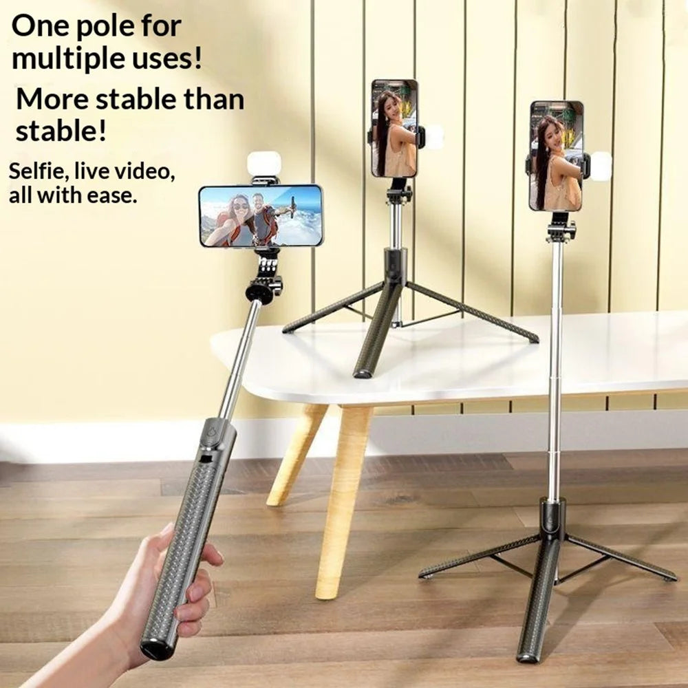 S6 Bluetooth-compatible Selfie Stick 3-Axis Stabilization 1.7m Extendable Tripod Phone Holder with Remote Control for Photography Live Streaming - Black - 4