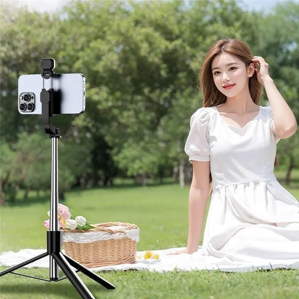 S6 Bluetooth-compatible Selfie Stick 3-Axis Stabilization 1.7m Extendable Tripod Phone Holder with Remote Control for Photography Live Streaming - Black - 6