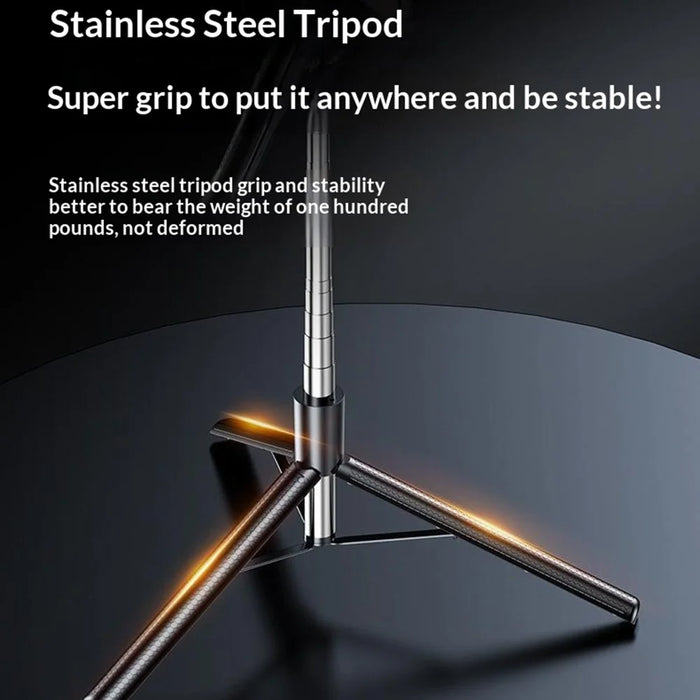 S7 Portable Bluetooth-compatible Remote Control Selfie Stick with Single Fill Light 1.7m Extendable Tripod Stand 4-Axis Anti-Shake Gimbal Phone Holder for Live Streaming Photography - Black - 5