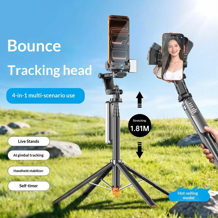 Q54 AI Gimbal Selfie Stick with Face Tracking Magnetic RGB Fill Light Extendable Phone Tripod Stand for Live Streaming - 3