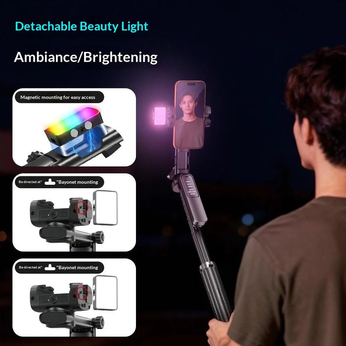 Q54 AI Gimbal Selfie Stick with Face Tracking Magnetic RGB Fill Light Extendable Phone Tripod Stand for Live Streaming - 6