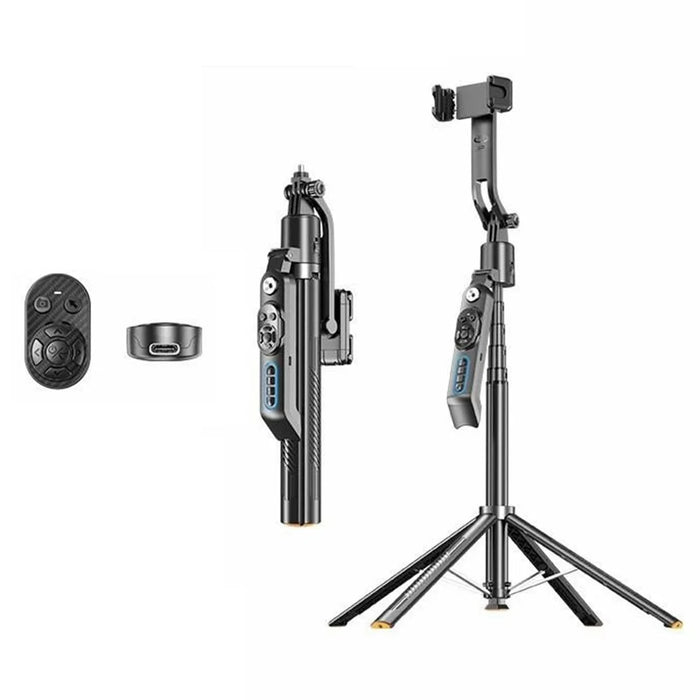 Q575TK AI Selfie Stick Auto Pop-up Face Tracking Gesture Control Bluetooth-compatible Remote Smart Gimbal Tripod for Live Streaming - Black - 1