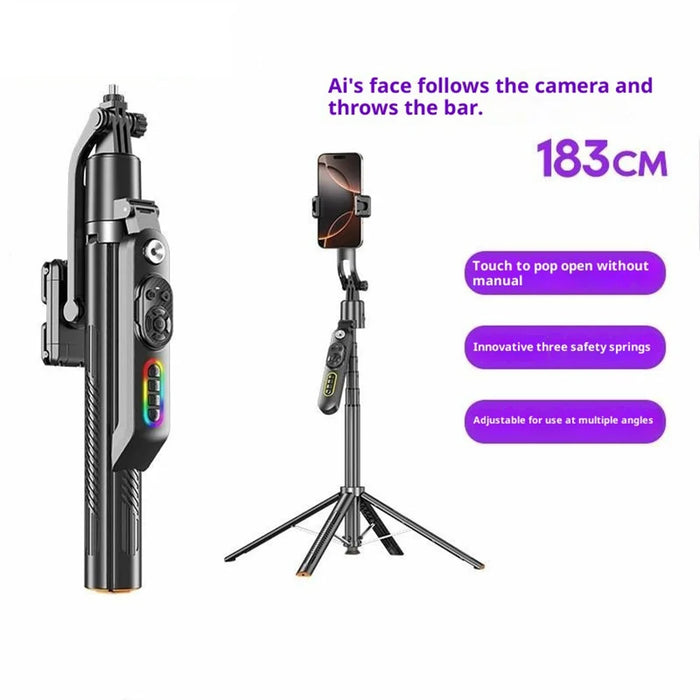 Q575TK AI Selfie Stick Auto Pop-up Face Tracking Gesture Control Bluetooth-compatible Remote Smart Gimbal Tripod for Live Streaming - Black - 3