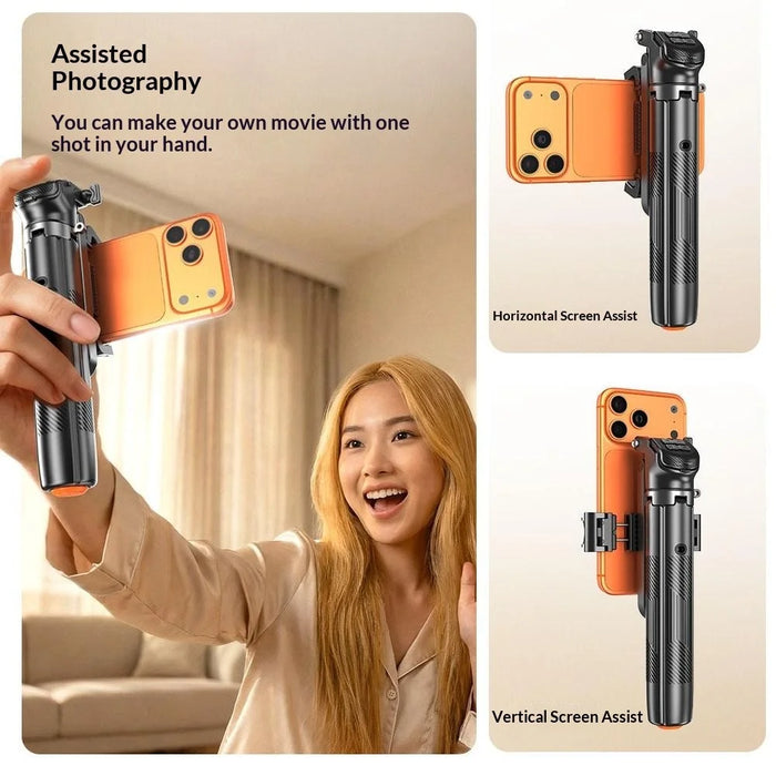 T35 Auto Pop-Up Extendable Tripod with RGB Fill Light Anti-shake Phone Holder Bluetooth-compatible Selfie Stick - Black - 6