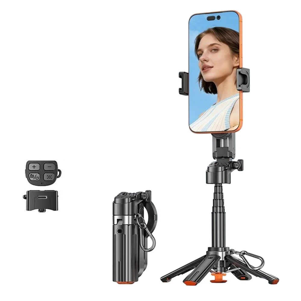 T13Y-C Magnetic Phone Holder Auto Pop-Up Tripod Extendable Selfie Stick with Bluetooth-compatible Remote for Photography - Black - 1