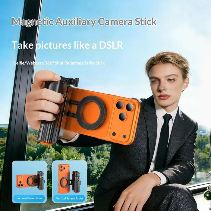 T13Y-C Magnetic Phone Holder Auto Pop-Up Tripod Extendable Selfie Stick with Bluetooth-compatible Remote for Photography - Black - 3