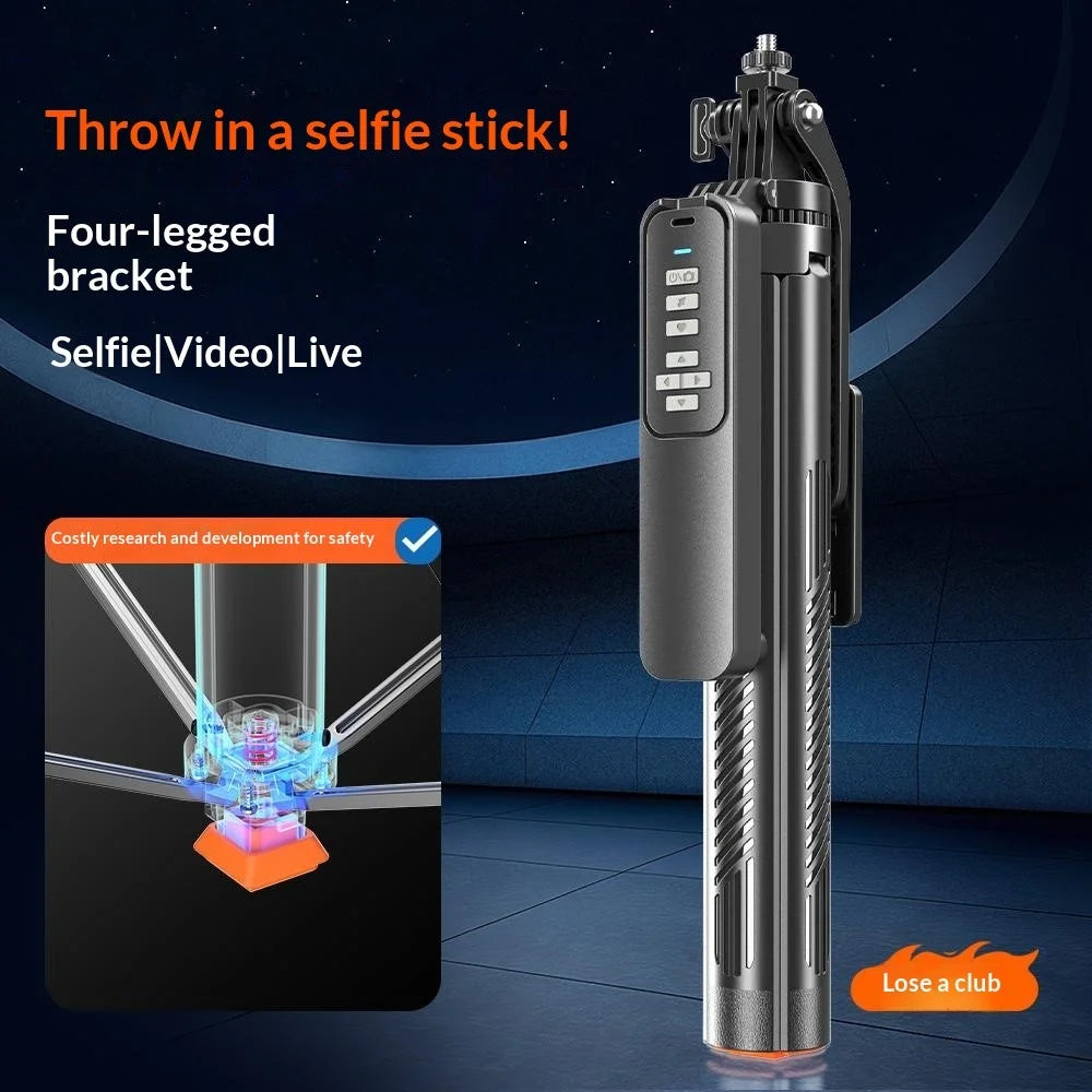 T05TK Bluetooth-compatible Tripod Selfie Stick with F1 Fill Light Auto-Open Gimbal Stabilizer Remote Control Phone Stand for Photography - Black - 3