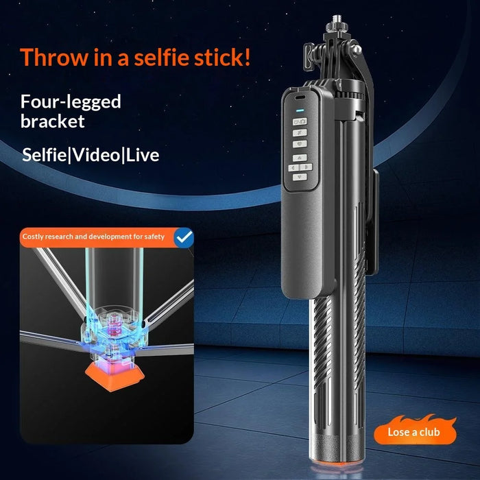 T05TK Bluetooth-compatible Tripod Selfie Stick with F2 Fill Lights Auto-Open Gimbal Stabilizer Remote Control Phone Stand for Photography - Black - 3