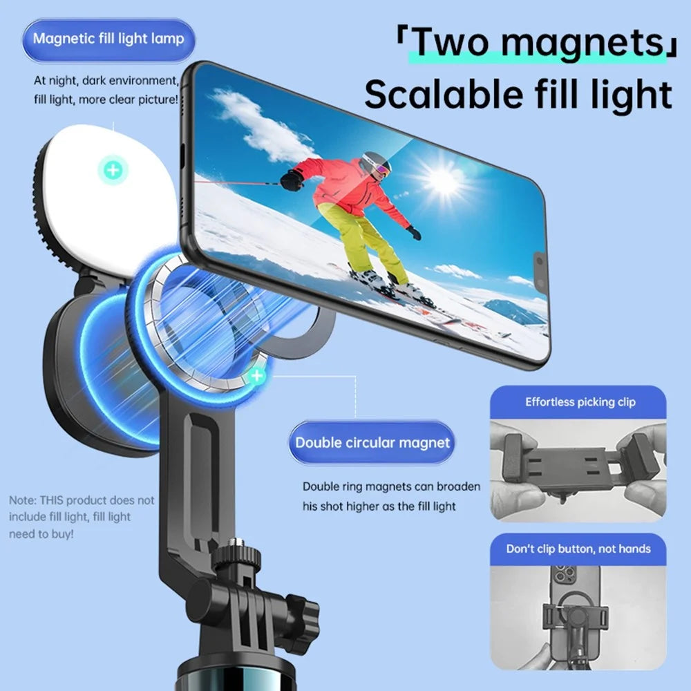 K14 Bluetooth-compatible Selfie Stick Tripod 1.7m Extendable Remote Control Compatible with MagSafe Magnetic Phone Stand for Live Streaming - Black - 4