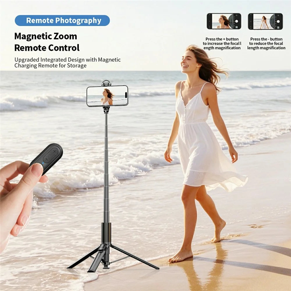 K60 Portable Selfie Stick Tripod Stand 170cm Extendable Bluetooth-compatible Remote Control Aluminum Alloy Phone Holder for Photography - Black - 6