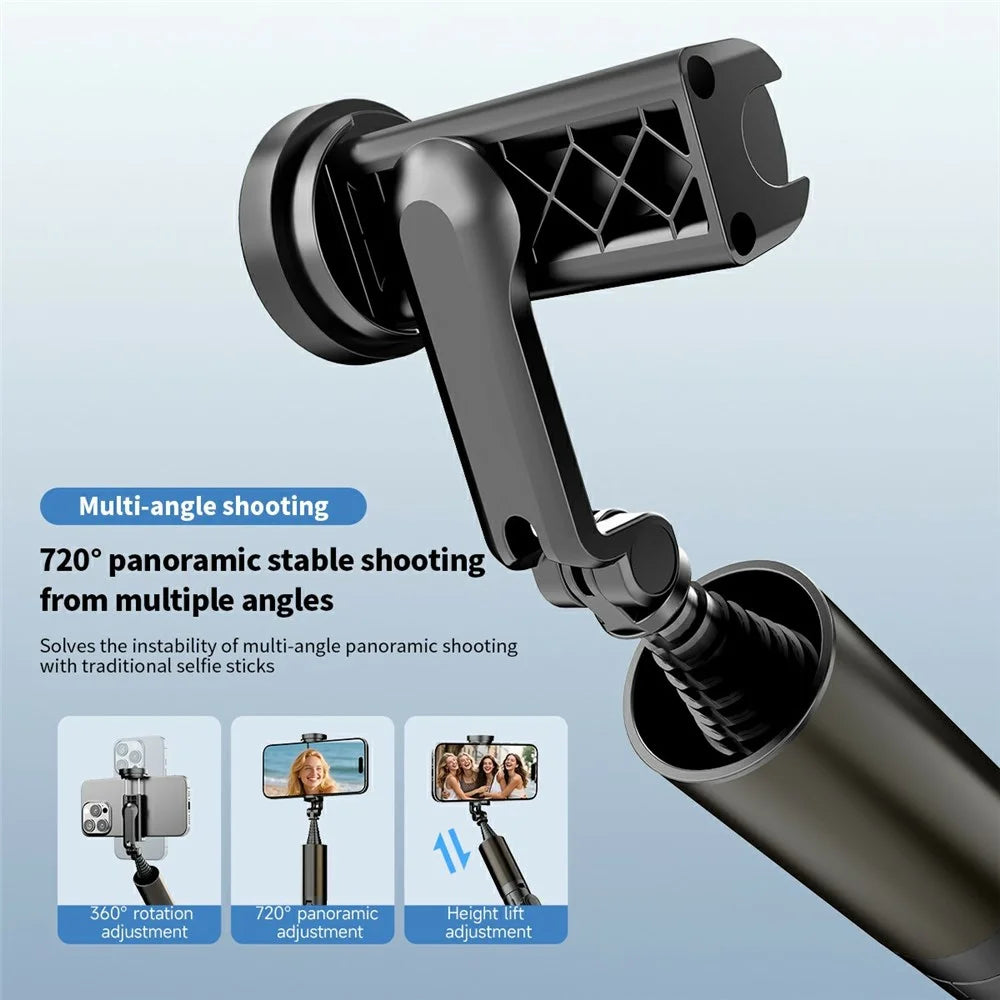 K60 Portable Selfie Stick Tripod Stand 170cm Extendable Bluetooth-compatible Remote Control Aluminum Alloy Phone Holder for Photography - Black - 7