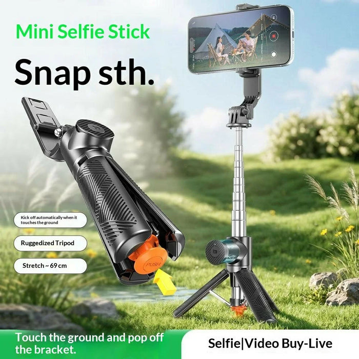 T01S Selfie Stick Tripod 3-in-1 Extendable Bluetooth-compatible Remote Phone Holder Stand for Live Streaming - Black - 3