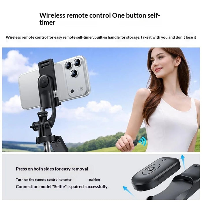 YESIDO SF34 Selfie Stick Tripod 1 / 4 Inch Thread Mount Bluetooth-compatible Remote Control Extendable Holder Stand for Phone Camera - Black - 4