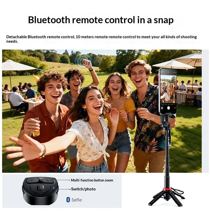 YESIDO SF35 Handheld Magnetic Selfie Stick Bluetooth-compatible Remote Control Telescopic Tripod Stand - Black - 4