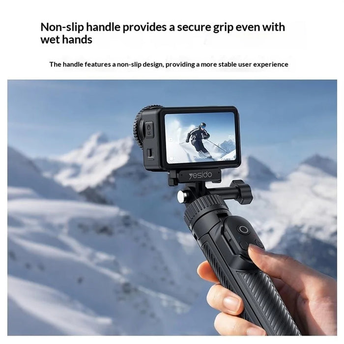 YESIDO SF37 Magnetic Selfie Stick for DJI Osmo Action 6 / 5 Pro / 4 / Osmo 360 Bluetooth-compatible Remote Control Telescopic Tripod - Black - 4