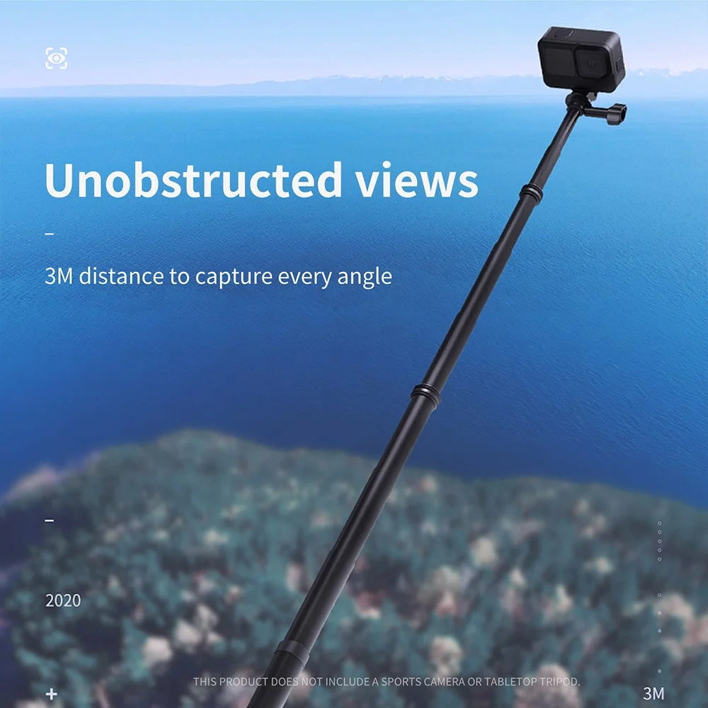 TELESIN IS-MNP-300 3 Meter Carbon Fiber Selfie Stick Telescopic Extension Rod Monopod for Gopro - 2