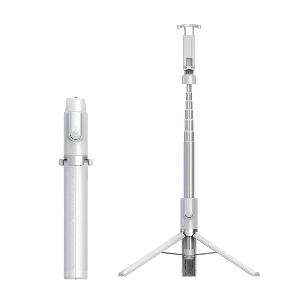 SEAJIC AB403 Selfie Stick Tripod Extendable 2 in 1 Aluminum Bluetooth-compatible Selfie Stick with Remote Shutter - White / Silver - 1