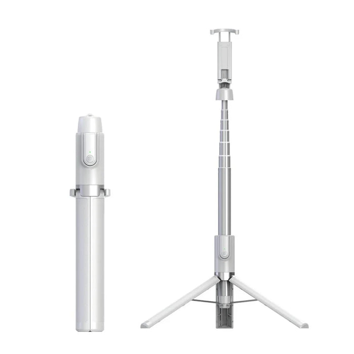 SEAJIC AB403 Selfie Stick Tripod Extendable 2 in 1 Aluminum Bluetooth-compatible Selfie Stick with Remote Shutter - White / Silver - 1