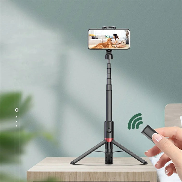 SEAJIC AB403 Selfie Stick Tripod Extendable 2 in 1 Aluminum Bluetooth-compatible Selfie Stick with Remote Shutter - White / Silver - 2