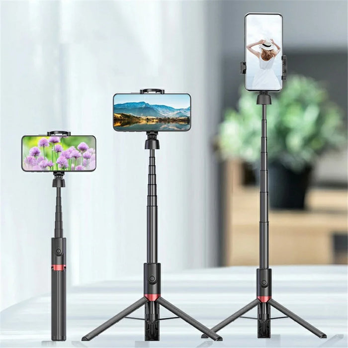 SEAJIC AB403 Selfie Stick Tripod Extendable 2 in 1 Aluminum Bluetooth-compatible Selfie Stick with Remote Shutter - White / Silver - 3