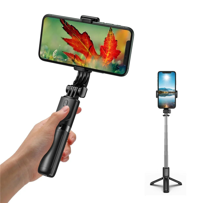 H8 3 in 1 Selfie Stick Phone Tripod Extendable Monopod with Bluetooth-compatible Remote for Smartphone Selfie Stick - Black - 1