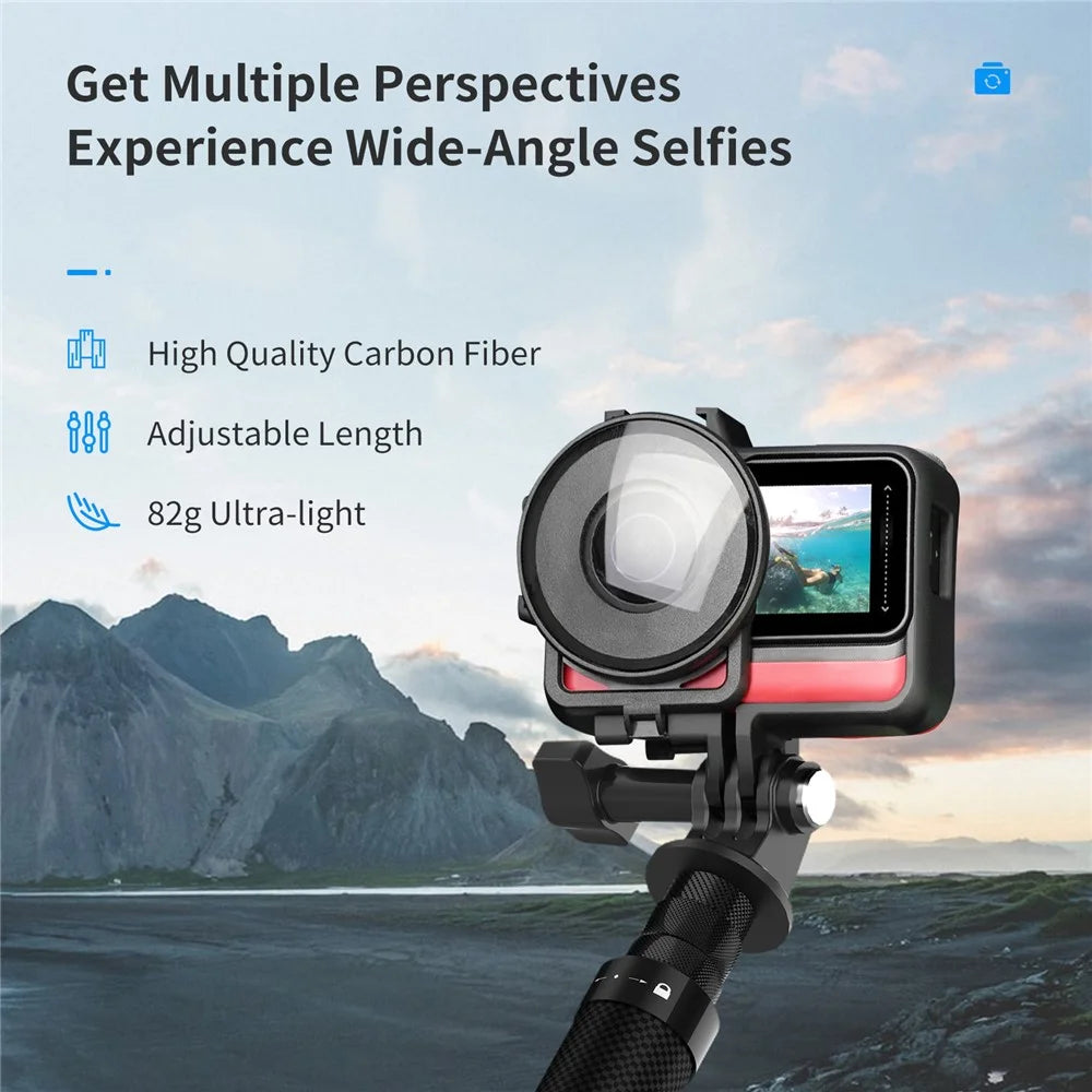 TELESIN TE-MNP-117 1.16m Carbon Fiber Selfie Stick Adjustable Length Monopod with 1/4 Screw Hole for Phone Action Camera - 2