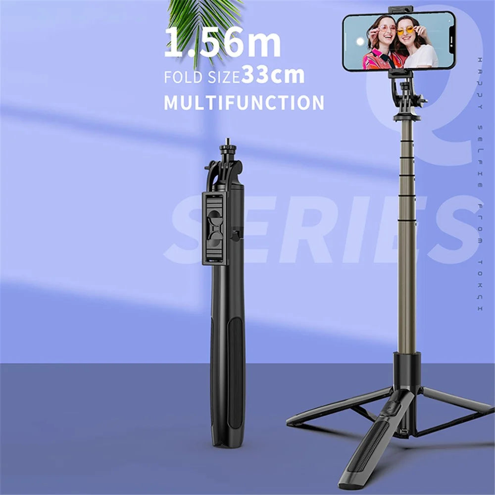 Q06 Multi-function 1.56m Telescopic Handheld Bluetooth-compatible Selfie Stick Tripod Stand with Shutter Remote - 3