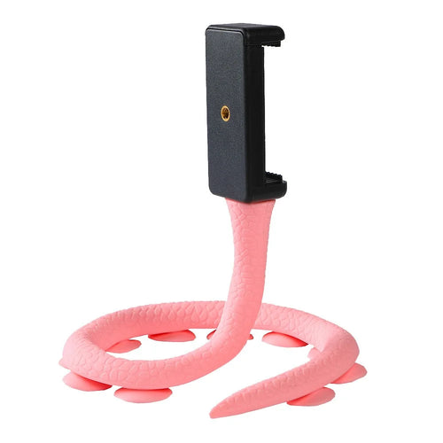 CIMAPRO RI-47 Cute Caterpillar Phone Holder Suction Cup Flexible Snake Desktop Outdoor Lazy Mobile Phone Holder Selfie Stick Bracket - Pink - 1