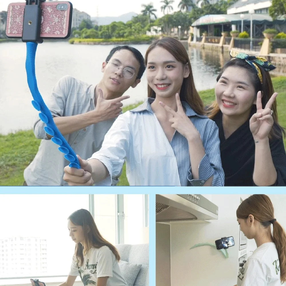 CIMAPRO RI-47 Cute Caterpillar Phone Holder Suction Cup Flexible Snake Desktop Outdoor Lazy Mobile Phone Holder Selfie Stick Bracket - Pink - 4