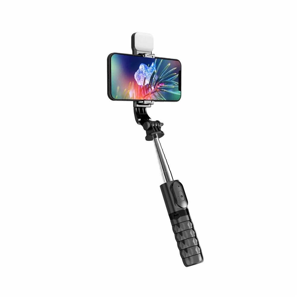 Q11s Portable Extendable Stainless Steel Pole Bluetooth-compatible Remote Control Phone Selfie Stick Holder Tripod with Fill Light - 7
