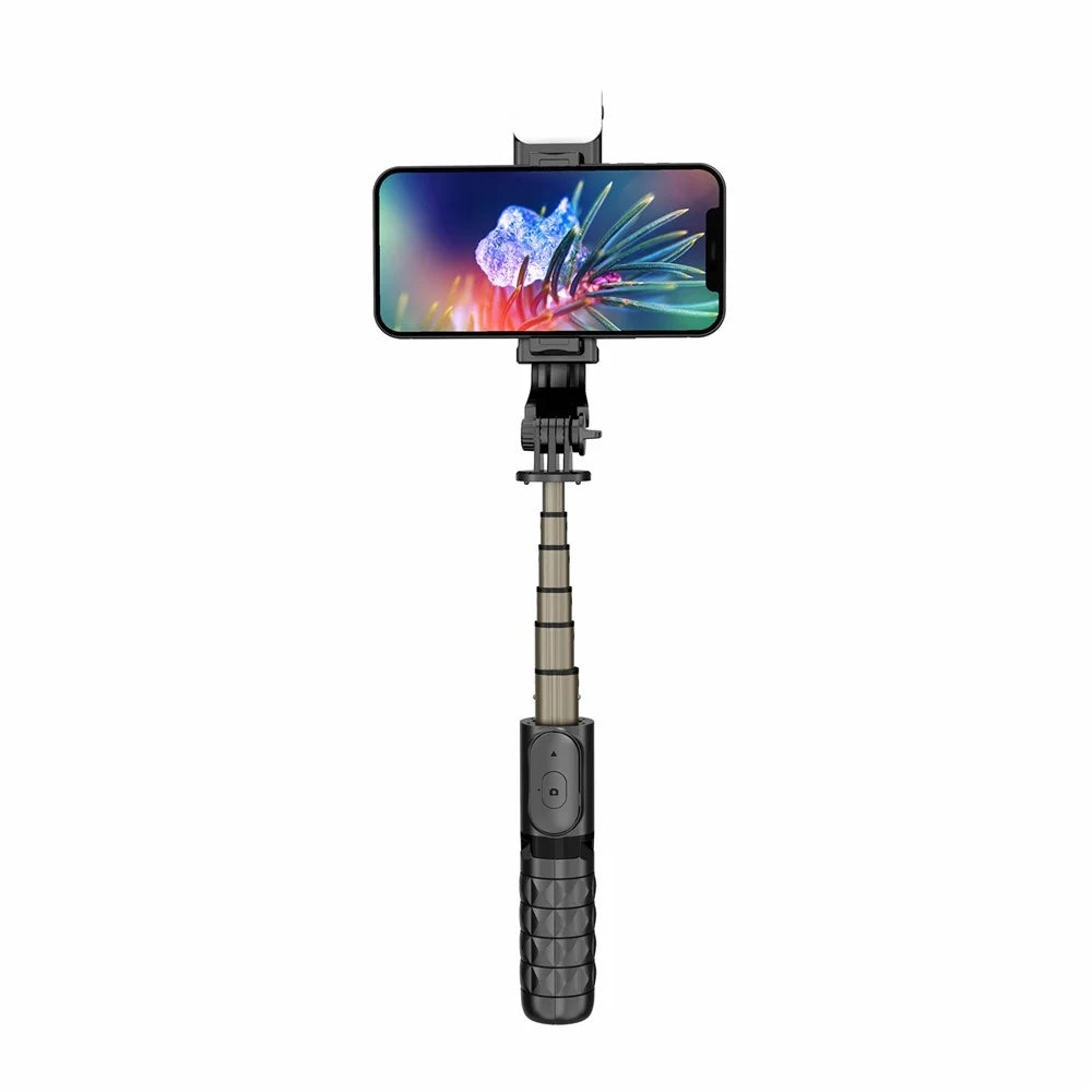 Q10s Portable Bluetooth-compatible Remote Control Phone Holder Tripod Extendable Aluminium Alloy Pole Live Streaming Selfie Stick with Fill Light - 5