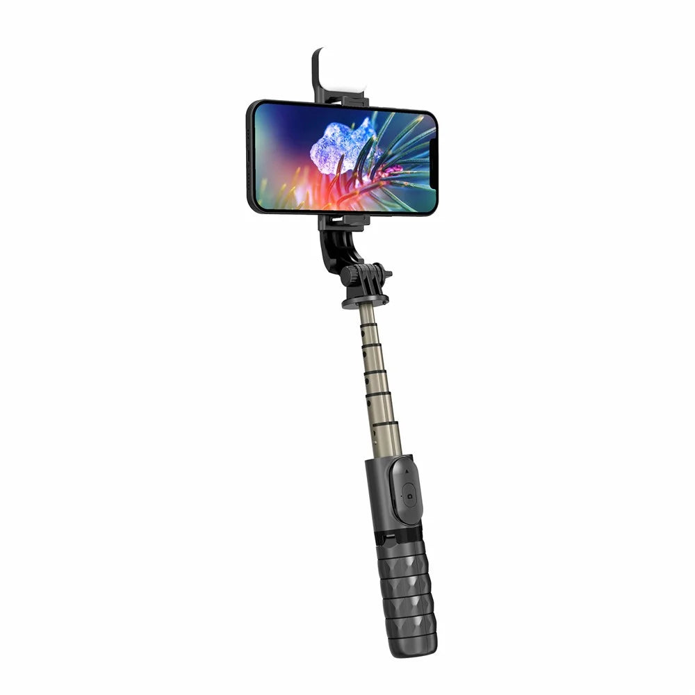 Q10s Portable Bluetooth-compatible Remote Control Phone Holder Tripod Extendable Aluminium Alloy Pole Live Streaming Selfie Stick with Fill Light - 6