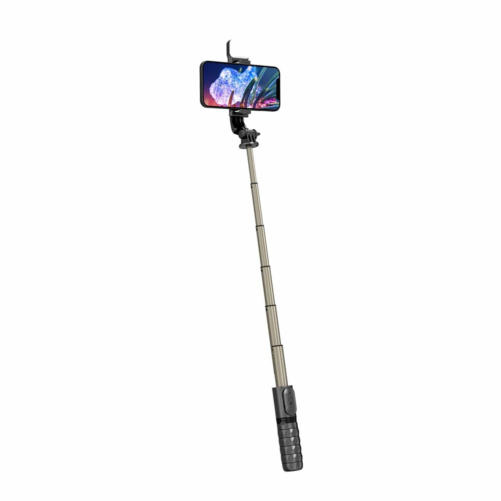 Q10s Portable Bluetooth-compatible Remote Control Phone Holder Tripod Extendable Aluminium Alloy Pole Live Streaming Selfie Stick with Fill Light - 7