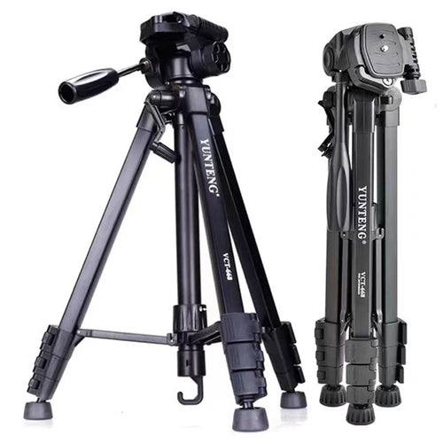 YUNTENG VCT-668 Professional Portable Aluminum Alloy Tripod Stand Extendable Photography Tripod with Gimbal Stabilizer for SLR/Mobile Phones - 1