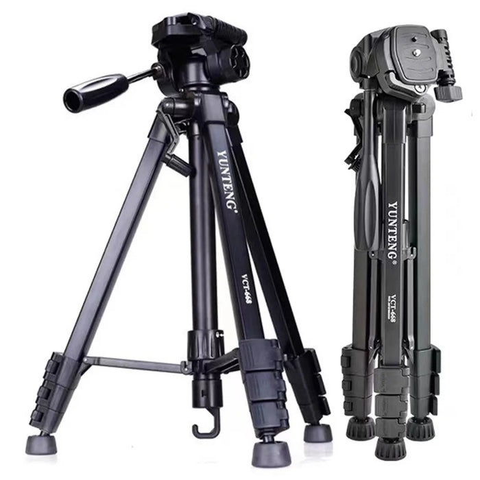 YUNTENG VCT-668 Professional Portable Aluminum Alloy Tripod Stand Extendable Photography Tripod with Gimbal Stabilizer for SLR/Mobile Phones - 1