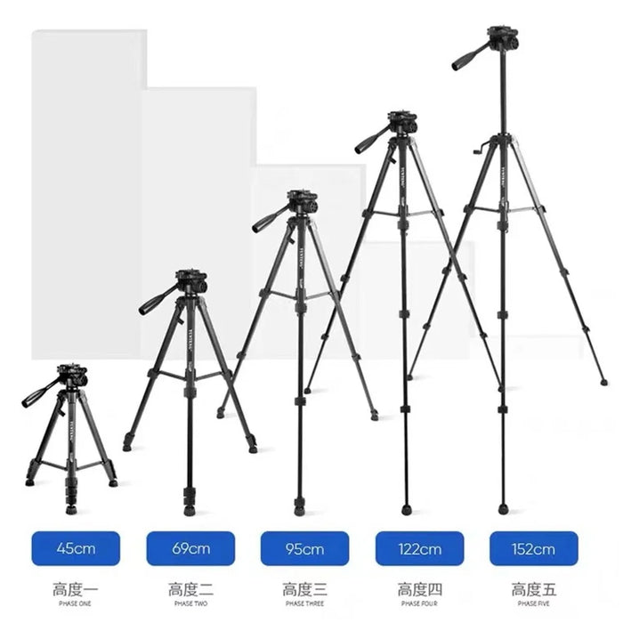 YUNTENG VCT-668 Professional Portable Aluminum Alloy Tripod Stand Extendable Photography Tripod with Gimbal Stabilizer for SLR/Mobile Phones - 3