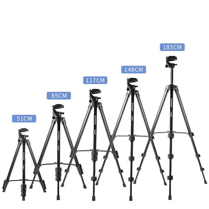YUNTENG VCT-618N Portable Aluminum Alloy Tripod Stand Extendable Photography Tripod 360-Degree Rotating Gimbal Stabilizer Shockproof Camera Mount for SLR/Digital SLR - 3