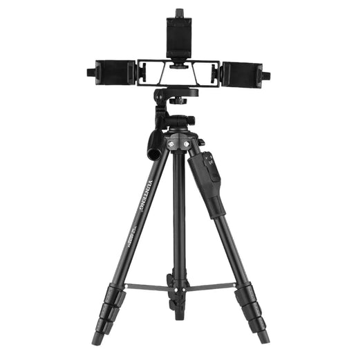YUNTENG VCT-6808 Multifunctional Mobile Phone Tripod Stand 4 Sections Adjustable Tripod with 3 Mobile Phone Holders/Ball Gimbal/Remote Control - 2