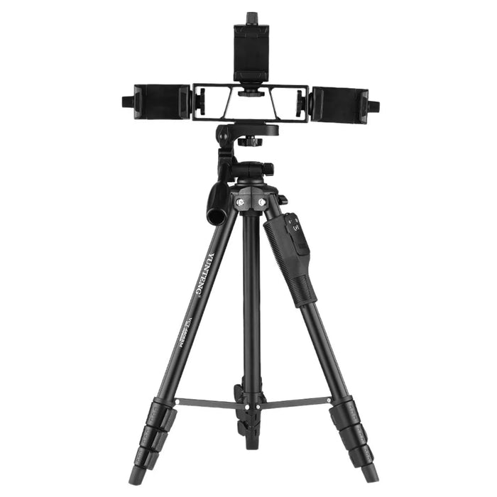 YUNTENG VCT-6808 Multifunctional Mobile Phone Tripod Stand 4 Sections Adjustable Tripod with 3 Mobile Phone Holders/Ball Gimbal/Remote Control - 2