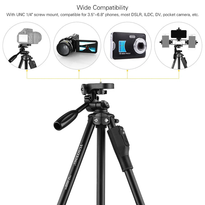 YUNTENG VCT-6808 Multifunctional Mobile Phone Tripod Stand 4 Sections Adjustable Tripod with 3 Mobile Phone Holders/Ball Gimbal/Remote Control - 3