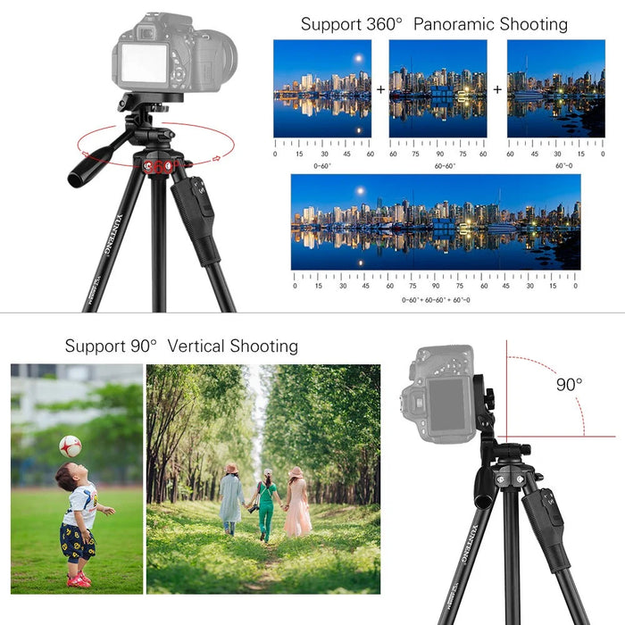 YUNTENG VCT-6808 Multifunctional Mobile Phone Tripod Stand 4 Sections Adjustable Tripod with 3 Mobile Phone Holders/Ball Gimbal/Remote Control - 5