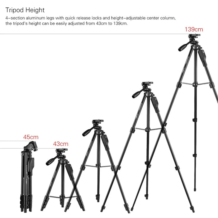 YUNTENG VCT-6808 Multifunctional Mobile Phone Tripod Stand 4 Sections Adjustable Tripod with 3 Mobile Phone Holders/Ball Gimbal/Remote Control - 7
