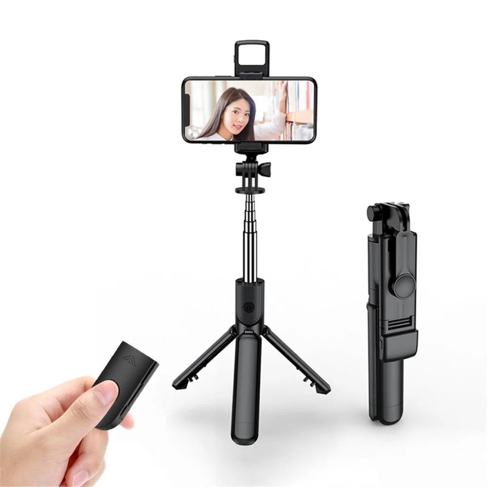 S03-S For Live Broadcast Bluetooth-compatible Selfie Stick Telescopic Handheld Monopod + Hidden Tripod with Fill Light - 1