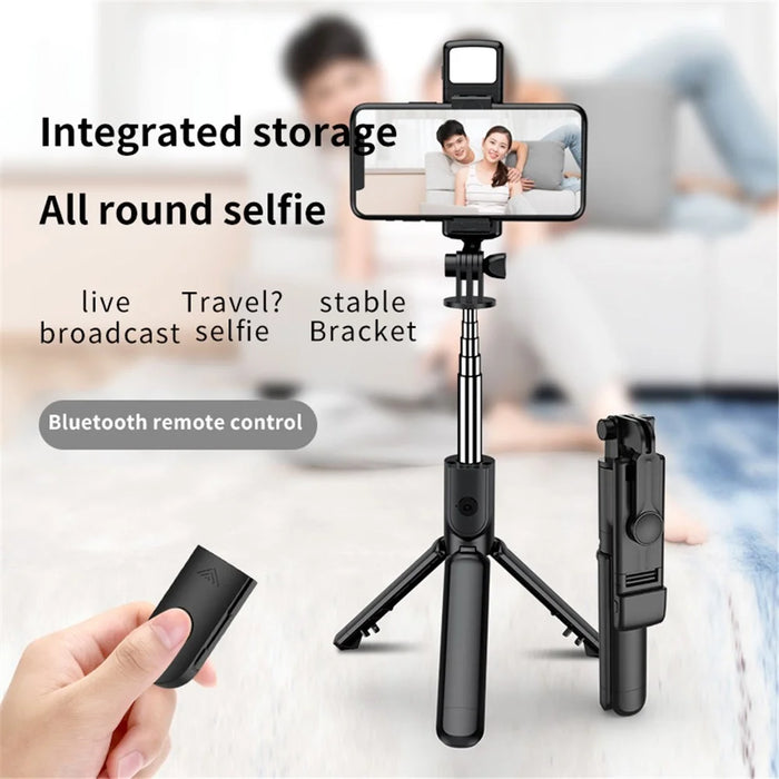 S03-S For Live Broadcast Bluetooth-compatible Selfie Stick Telescopic Handheld Monopod + Hidden Tripod with Fill Light - 2
