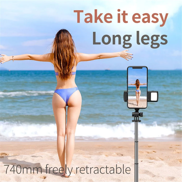 S03-S For Live Broadcast Bluetooth-compatible Selfie Stick Telescopic Handheld Monopod + Hidden Tripod with Fill Light - 4