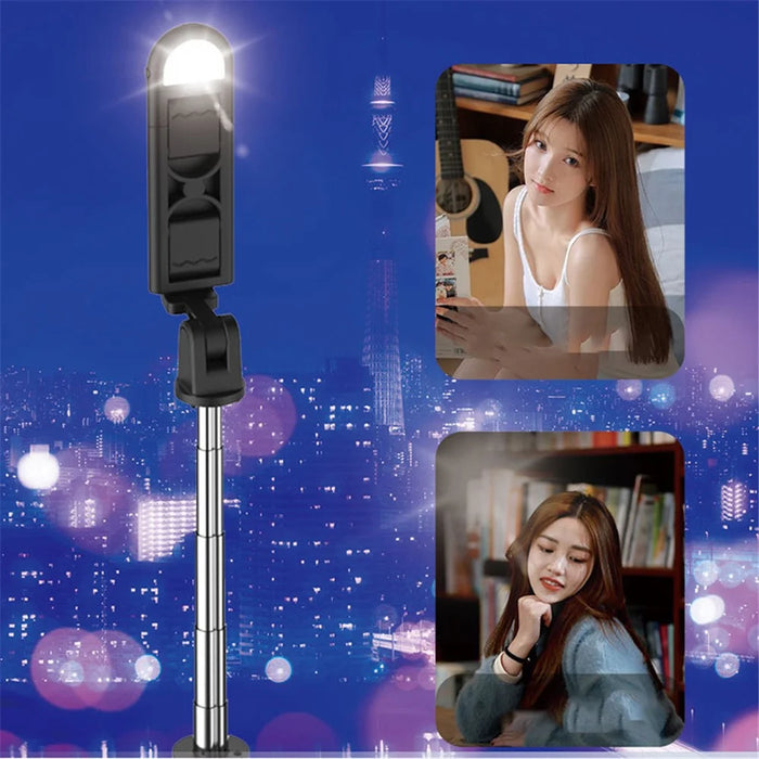 S05-S 2 in 1 Bluetooth-compatible Selfie Stick Built-in Remote Control Folding Tripod with Fill Light for Vlogging Photography - 2