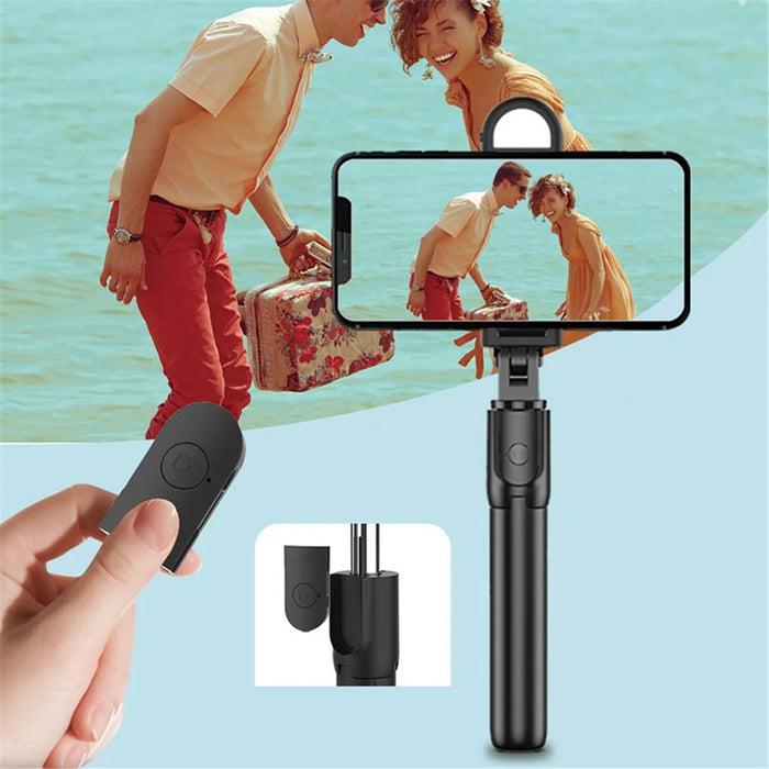 S05-S 2 in 1 Bluetooth-compatible Selfie Stick Built-in Remote Control Folding Tripod with Fill Light for Vlogging Photography - 4